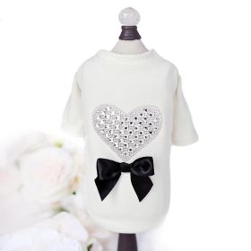 Teddy Bow Tee Dog Tee (Color: Ivory, size: XXS)